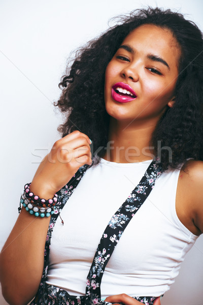 年輕 漂亮 非裔美國人 十幾歲的女孩 快樂 微笑 商業照片 © iordani