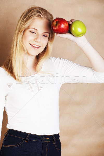 Stock foto: Jungen · ziemlich · blond · Frau · Auswahl · rot