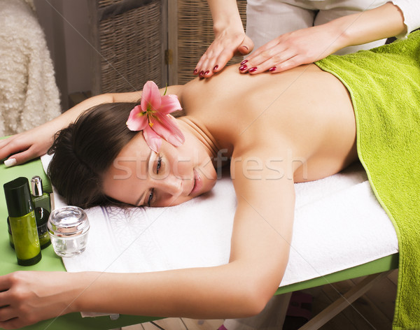 Stoc fotografie atractiv doamnă tratament balnear salon Imagine de stoc © iordani