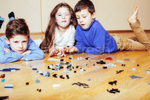 Divertente cute bambini giocare lego home Foto d'archivio © iordani