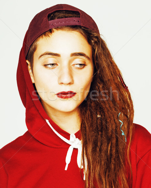 Igazi kaukázusi nő hajviselet vicces derűs Stock fotó © iordani