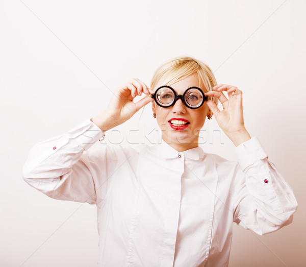 Topo di biblioteca cute giovani donna occhiali Foto d'archivio © iordani