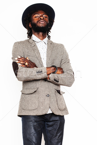 Foto stock: Jovem · bonito · africano · americano · menino · elegante