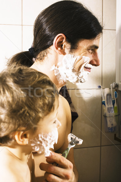 Portret tată împreună stil de viaţă Imagine de stoc © iordani