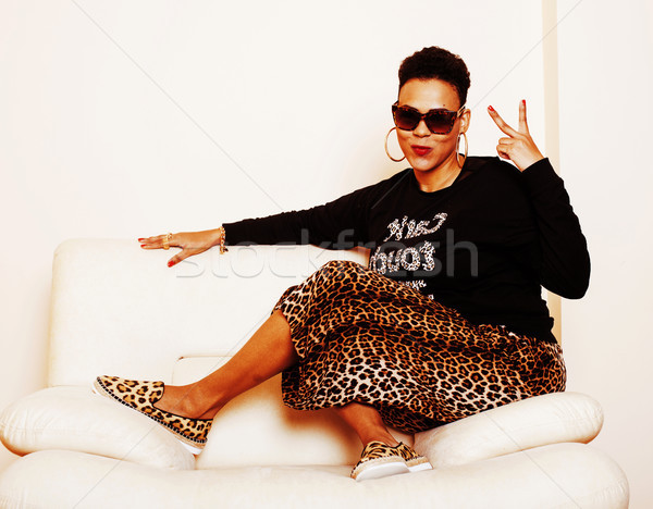 pretty stylish african american big mama woman well dressed. swa Stock photo © iordani