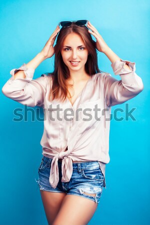 young blond woman dressed like ancient greek godess, gold jewelry close up isolated, beautiful girl  Stock photo © iordani