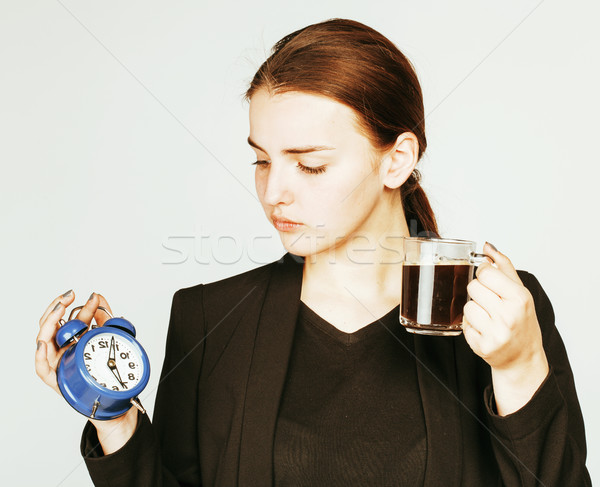 young beauty woman in business style costume waking up for work  Stock photo © iordani