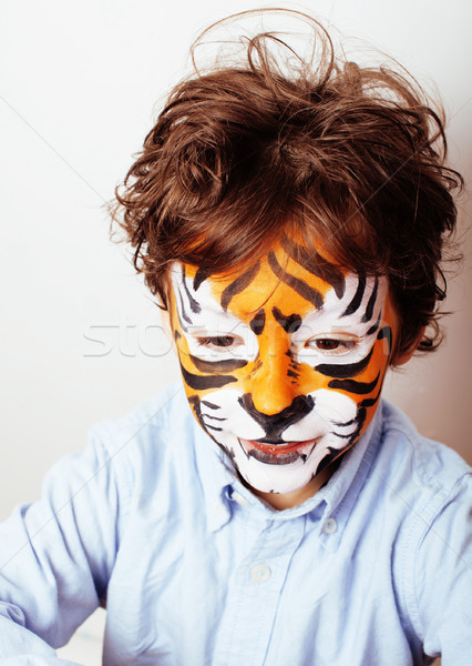 little cute boy with faceart on birthday party close up, little  Stock photo © iordani