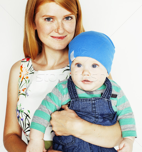 Jóvenes belleza madre cute bebé rojo Foto stock © iordani