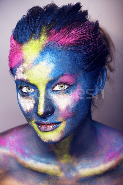 beauty woman with creative make up like Holy celebration in Indi Stock photo © iordani
