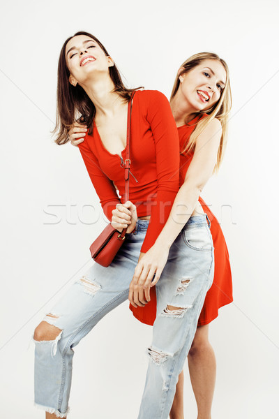 Legjobb barátok tinilányok együtt szórakozás pózol érzelmes Stock fotó © iordani