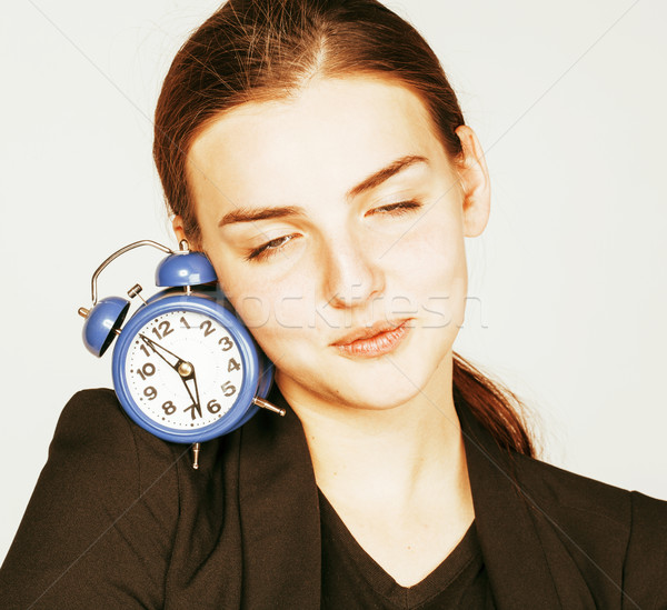 young beauty woman in business style costume waking up for work  Stock photo © iordani