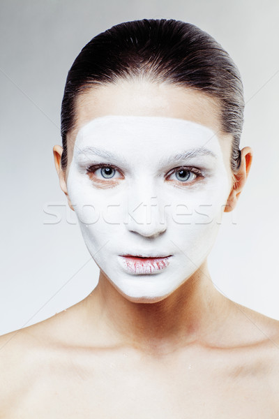 young pretty woman with facial white mask isolated close up spa, lifestyle people healthcare concept Stock photo © iordani