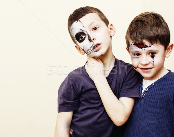 zombie apocalypse real kids concept. Birthday party celebration facepaint on children dead bride, sc Stock photo © iordani
