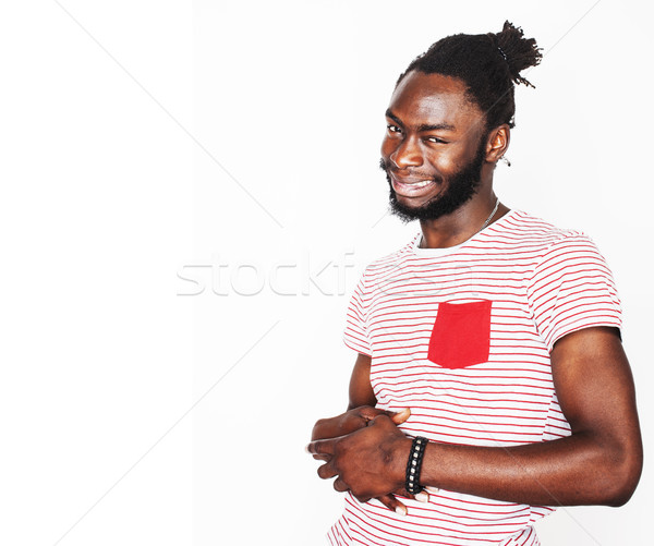 Stock photo: young handsome afro american boy stylish hipster gesturing emotional isolated on white background sm