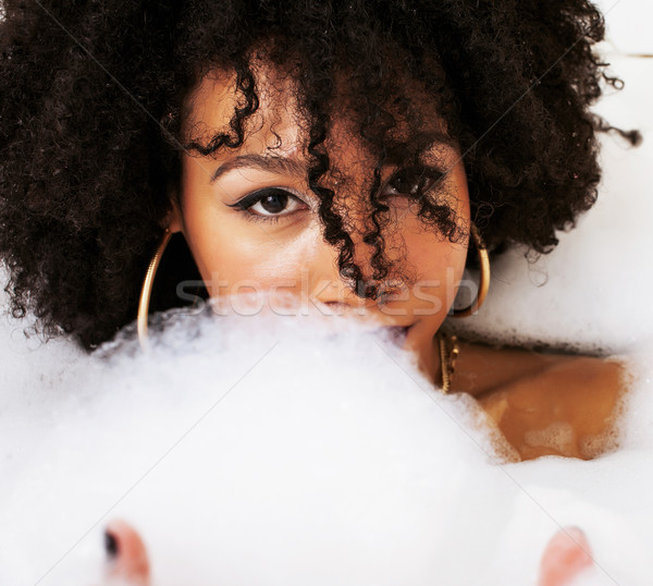 年輕 十幾歲的女孩 鋪設 浴 泡沫 商業照片 © iordani