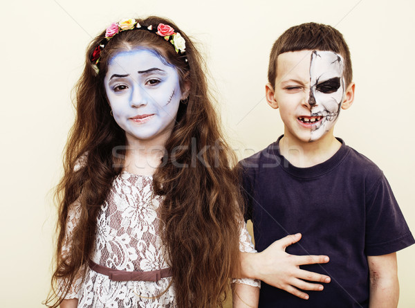 zombie apocalypse kids concept. Birthday party celebration facep Stock photo © iordani