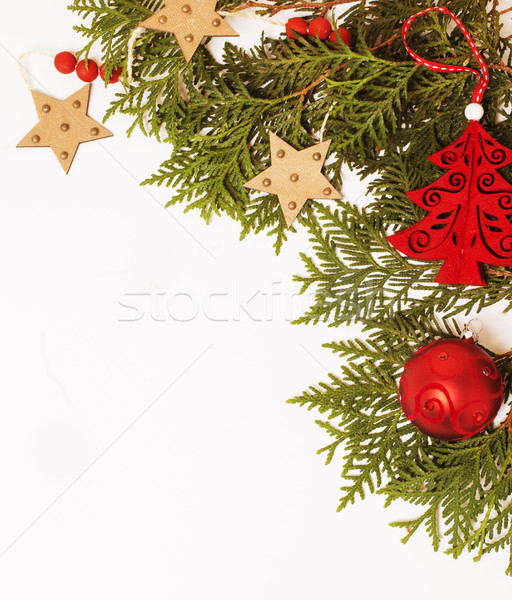 Stock photo: christmas decoration isolated , white background for post card greetings, toy design on tree macro x