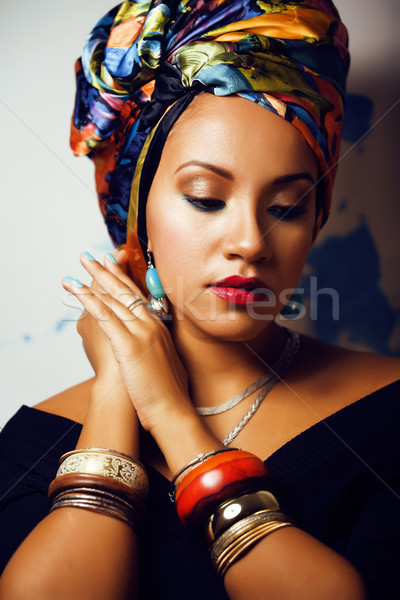 Güzellik parlak Afrika kadın yaratıcı makyaj Stok fotoğraf © iordani