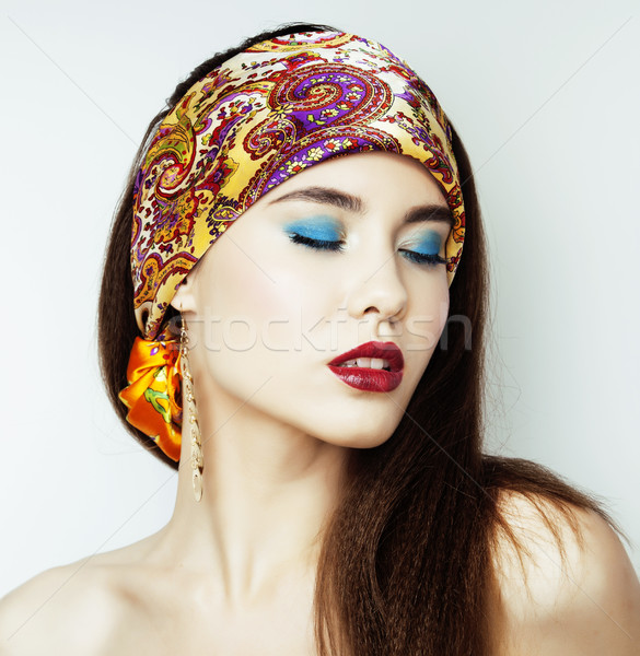 Sexy schoonheid meisje rode lippen nagels provocerend Stockfoto © iordani