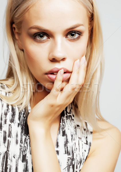 Tineri pretty woman păr alb senzual Imagine de stoc © iordani
