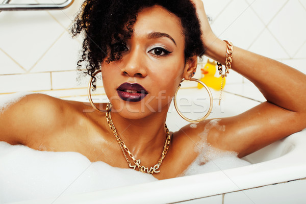 Jóvenes muchacha adolescente bano espuma Foto stock © iordani