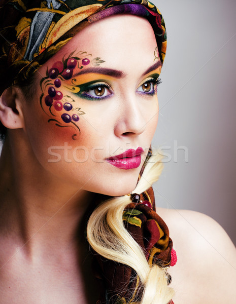 close up portrait of beauty woman with face art Stock photo © iordani