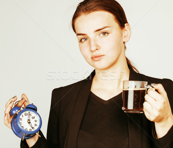 young beauty woman in business style costume waking up for work  Stock photo © iordani
