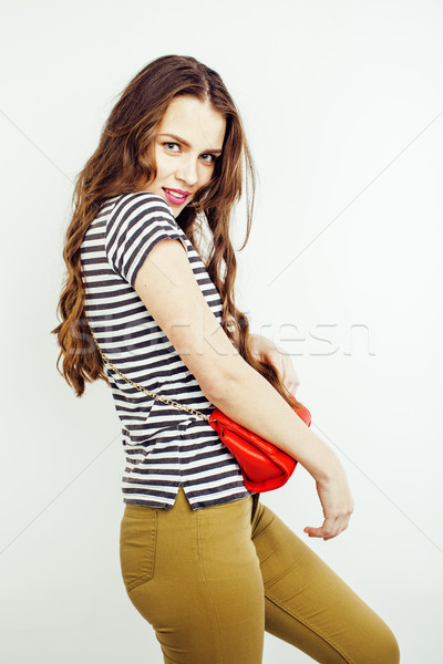 Fiatal csinos hosszú haj nő boldog mosolyog Stock fotó © iordani
