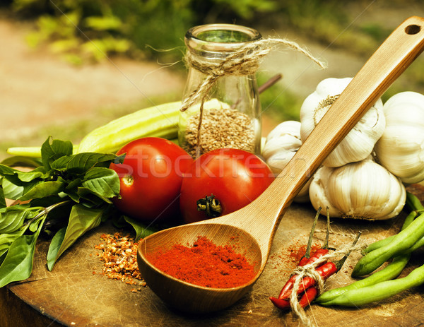 Foto stock: Legumes · cozinha · tomates · pimenta · verde