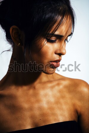 beauty latin young woman in depression, hopelessness look, fashion makeup modern Stock photo © iordani