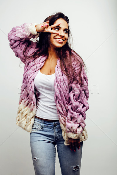 Fiatal boldog mosolyog amerikai tinilány érzelmes Stock fotó © iordani