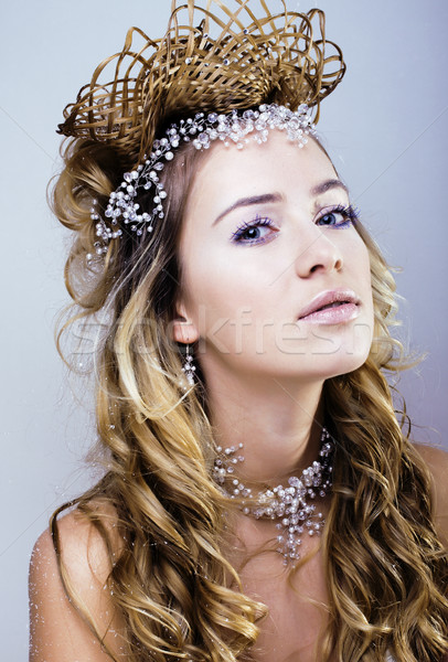 Zdjęcia stock: Piękna · młodych · śniegu · królowej · włosy · korony