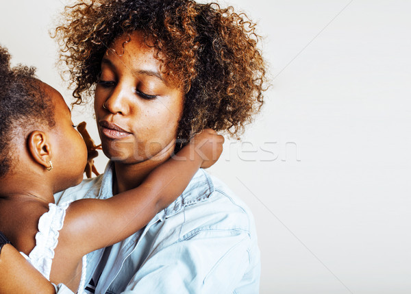 adorable sweet young afro-american mother with cute little daugh Stock photo © iordani