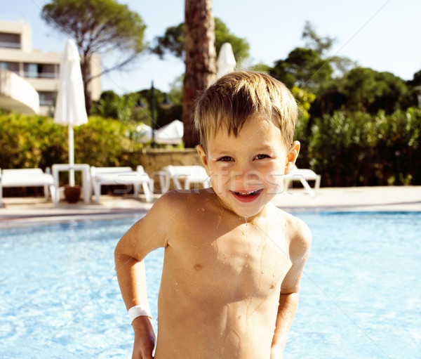 little cute boy in swimming pool Stock photo © iordani