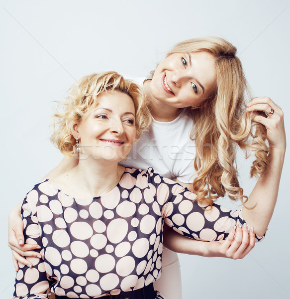 mother with daughter together posing happy smiling isolated on white background with copyspace, life Stock photo © iordani