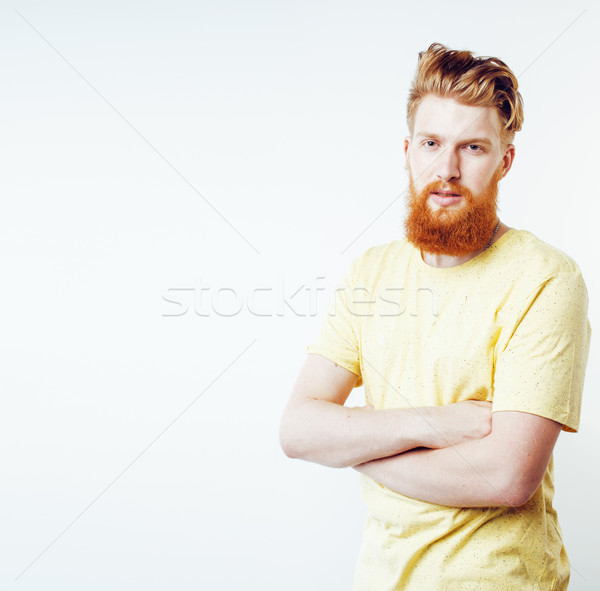 Fiatal jóképű hipszter gyömbér szakállas fickó Stock fotó © iordani