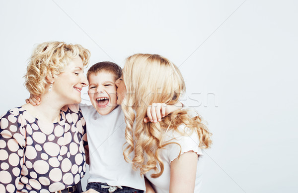 Foto stock: Feliz · sonriendo · familia · junto · posando · alegre