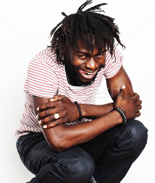 Stockfoto: Jonge · knap · afro-amerikaanse · jongen · glimlachend
