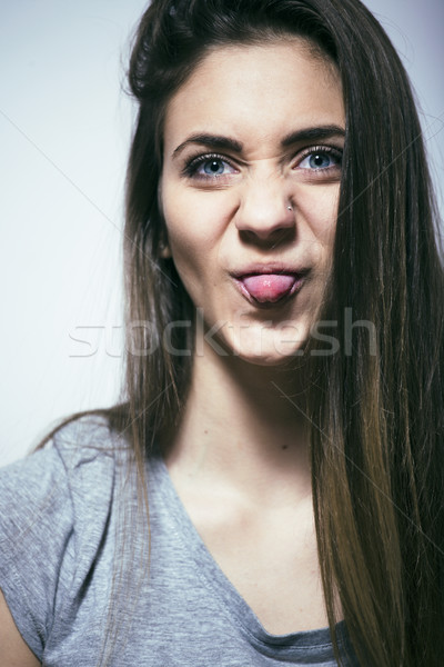 problem depressioned teenage with messed hair and sad face, real Stock photo © iordani