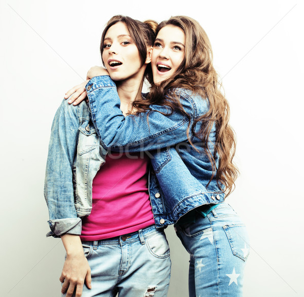 Legjobb barátok tinilányok együtt szórakozás pózol érzelmes Stock fotó © iordani