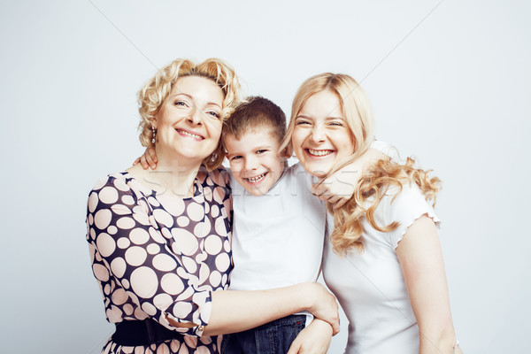 Gelukkig glimlachend familie samen poseren vrolijk Stockfoto © iordani