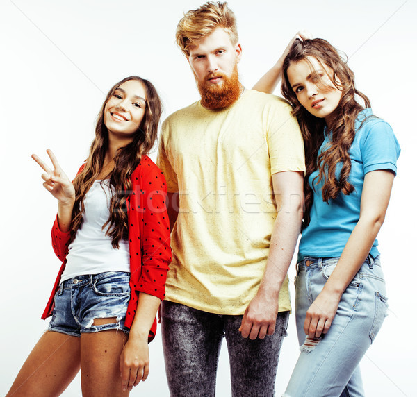 Foto stock: Companhia · caras · barbudo · menino