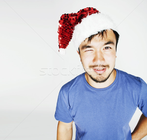 азиатских Дед Мороз новых лет красный Hat Сток-фото © iordani