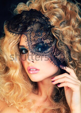 woman with creative make up like snake and rat in her hands, halloween horror closeup joke scary, cr Stock photo © iordani