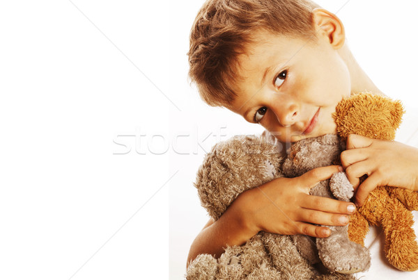 小 可愛 男孩 許多 泰迪熊 擁抱 商業照片 © iordani