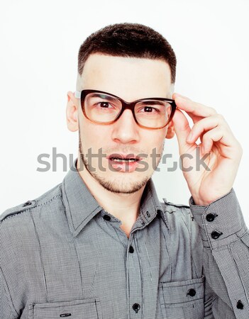 young handsome well-groomed guy posing emotional on white background, lifestyle people concept Stock photo © iordani