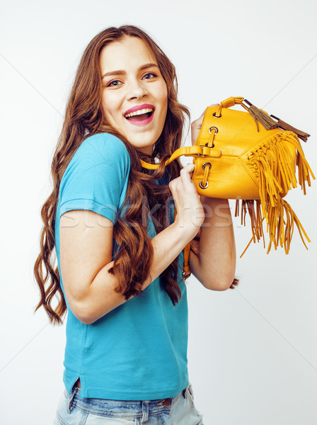 Fiatal csinos hosszú haj nő boldog mosolyog Stock fotó © iordani