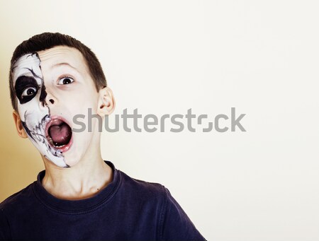 Stock photo: little cute boy with facepaint like skeleton to celebrate hallow