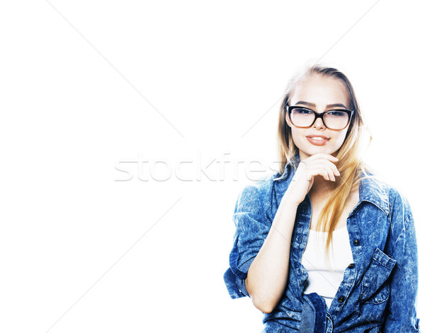 Giovani bella ragazza adolescente occhiali bianco Foto d'archivio © iordani